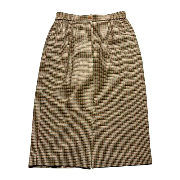 Vintage Leslie Fay 80s Wool Woven Houndstooth Pencil Skirt Womens Size 10 - Picture 2 of 8